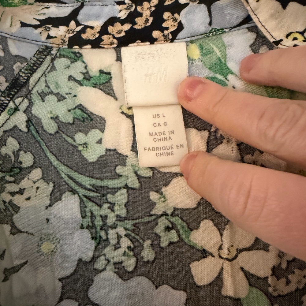 H&M Blue and Green Floral Long Sleeve Dress - Picture 7 of 9